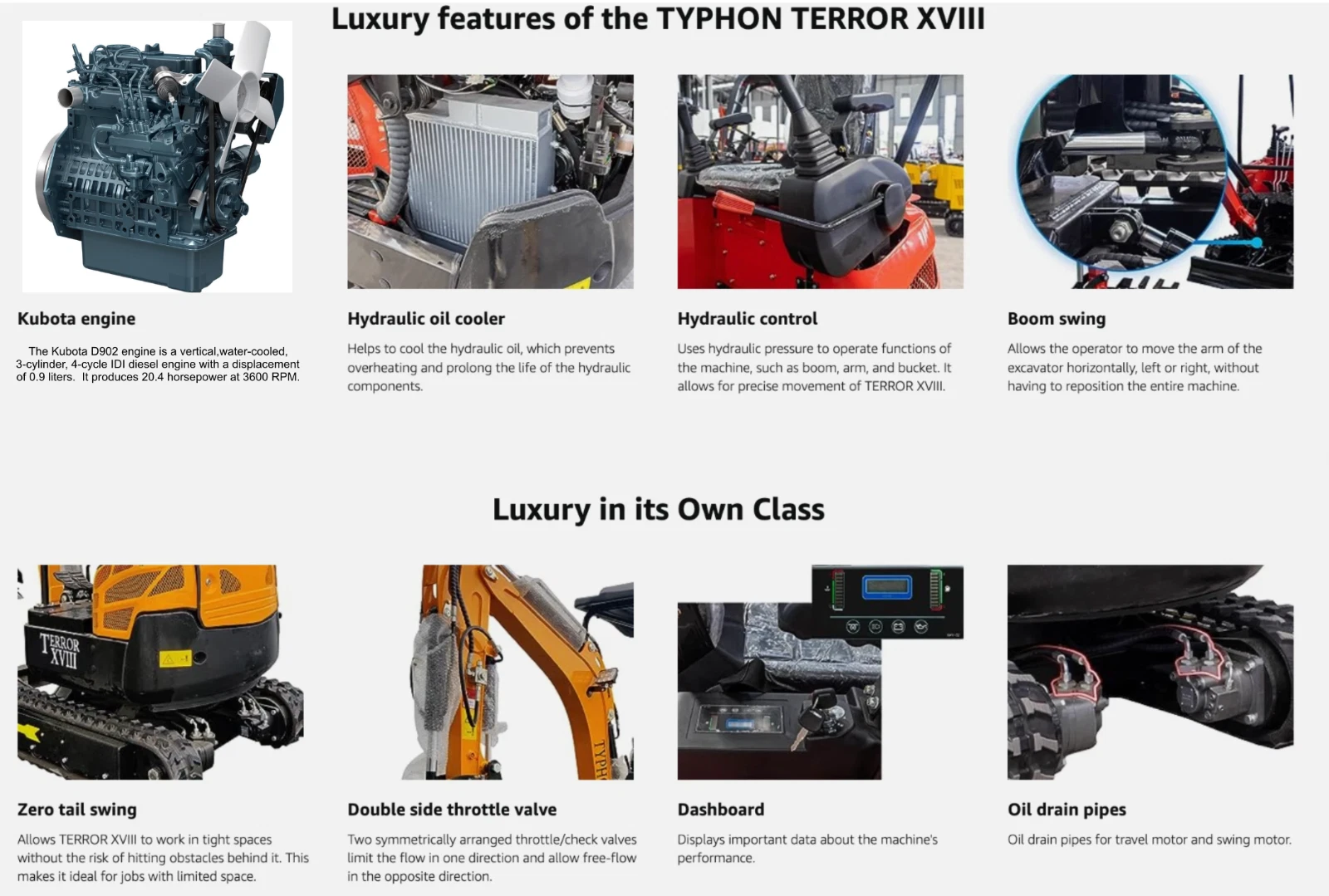 4,000 lbs Terror XVIII Mini Excavator, EPA Certified KUBOTA D902 Diesel Machine - Image 9
