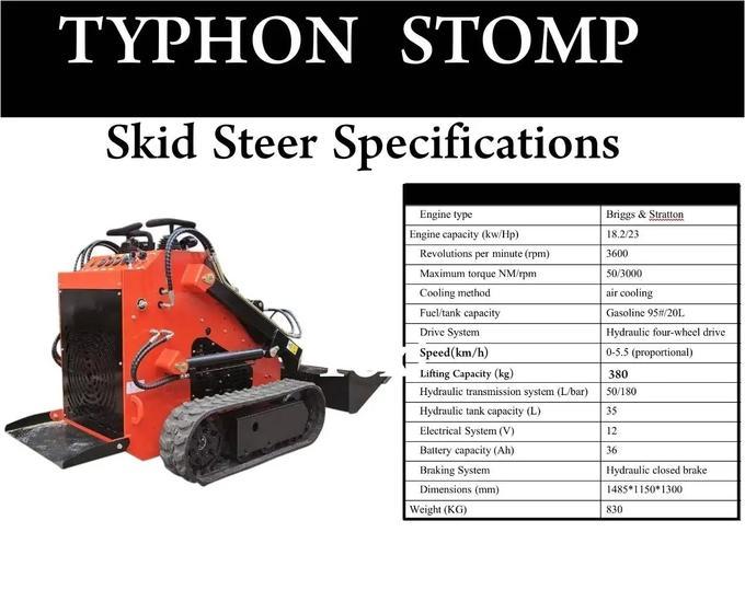 TYPHON STOMP 1,800lbs Mini Skid Steer 23HP Gas EPA Engine USA - Image 6