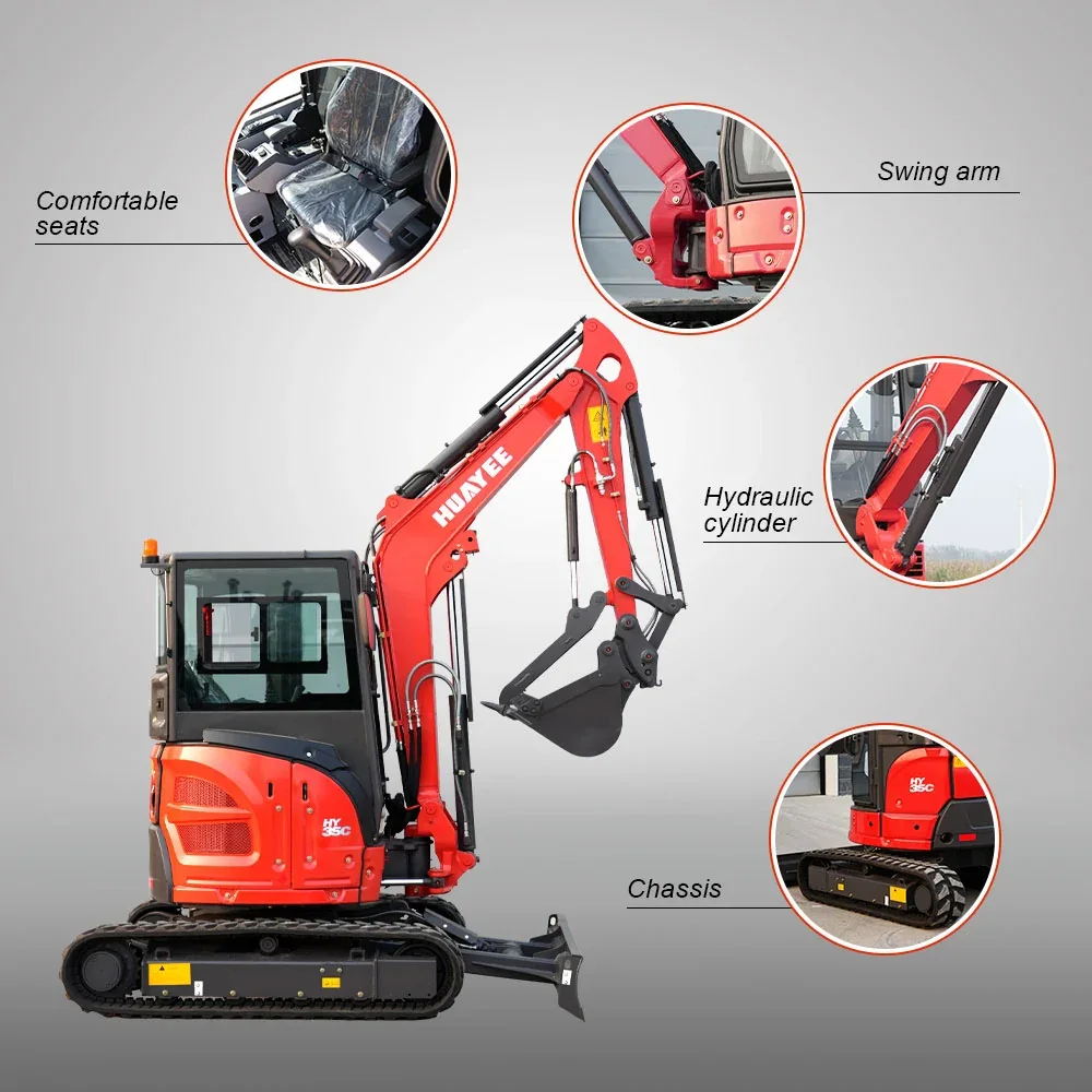 3.5 Ton Mini Excavator 24HP Yanmar Engine Enclosed Cab | HUAYEE HY35C - Image 5